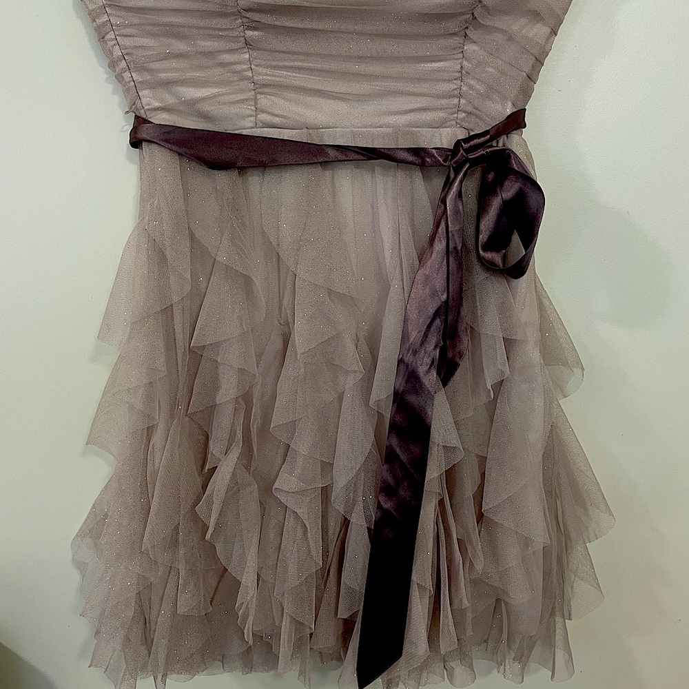 Womens 13 Beige Sparkling Formal Strapless Dress